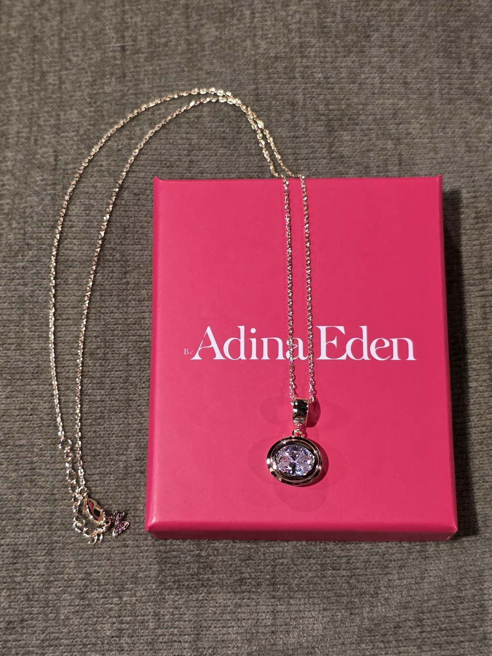 Adina Eden Gold over Silver Necklace with Oval Crystal